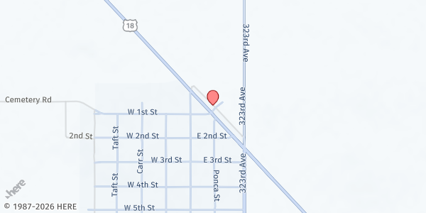 Map showing Zion Lutheran Church at Highway 18 &, Colome, SD