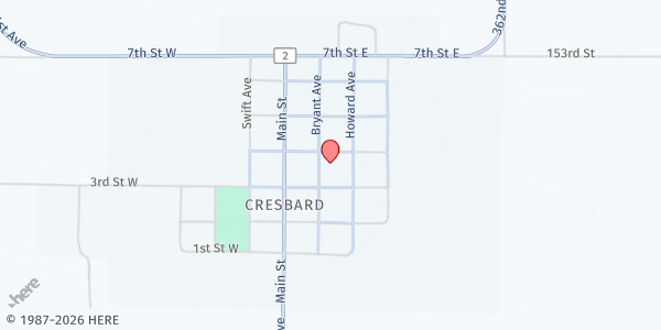 Map showing United Methodist Church at 507 Whitton Ave, Cresbard, SD