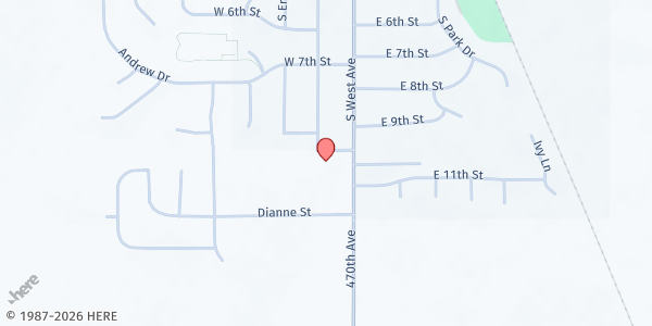 Map showing Crooks Community Center at 701 S West Ave, Crooks, SD