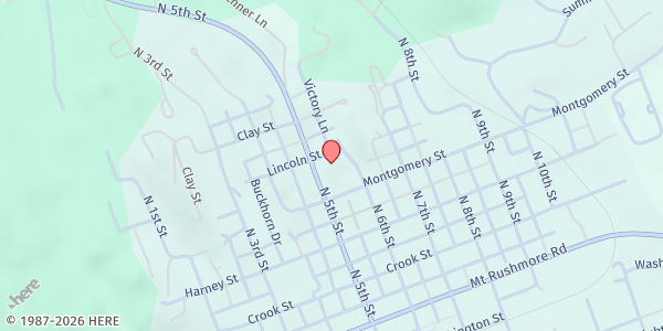 Map showing Community Action Team of Custer County at 527 Mongomery St., Custer, SD