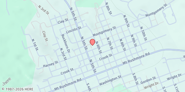 Map showing Custer Community Church UCC at 547 Harney St, Custer, SD