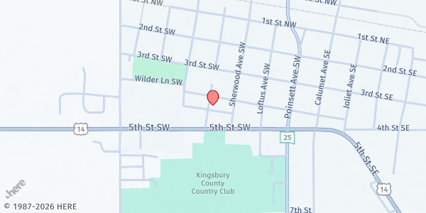 Map showing American Lutheran Church at 411 4th St SW, De Smet, SD