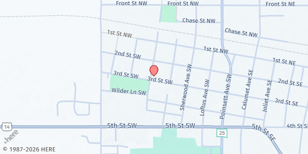 Map showing St Thomas Aquinas Catholic Church at 512 3rd St SW, De Smet, SD