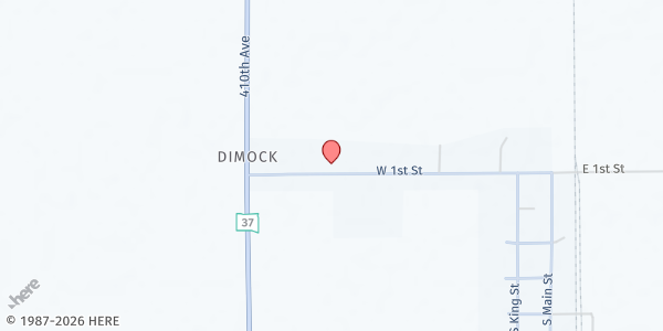 Map showing Saints Peter & Paul Catholic at 146 W 1st St, Dimock, SD