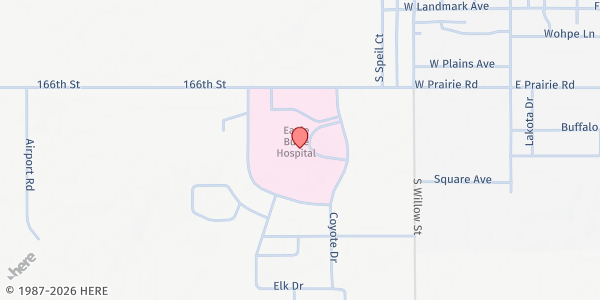 Map showing Cheyenne River Health Center - Eagle Butte Food Pantry at Cheyenne River Health Center, 24276 Airport Road, Eagle Butte, SD