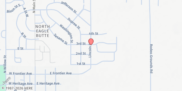 Map showing Cheyenne River Youth Project at 101 E Lincoln St., Eagle Butte, SD