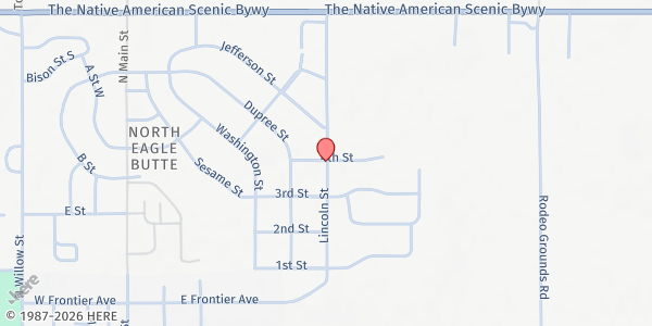 Map showing Eagle Butte Food Pantry at 521 Lincoln St., Eagle Butte, SD