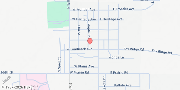 Map showing Windswept Academy at 121 Cedar St., Eagle Butte, SD