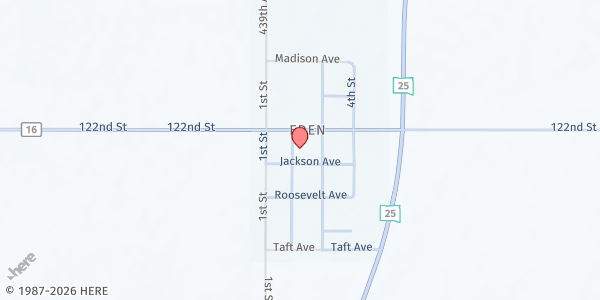 Map showing Sacred Heart Parish at 114 S 2nd St, Eden, SD