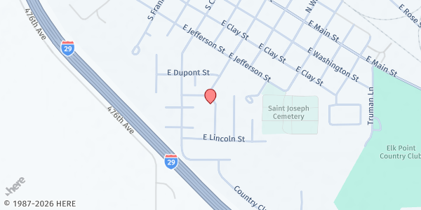 Map showing Elk Point Baptist Church at 603 S Pearl St, Elk Point, SD