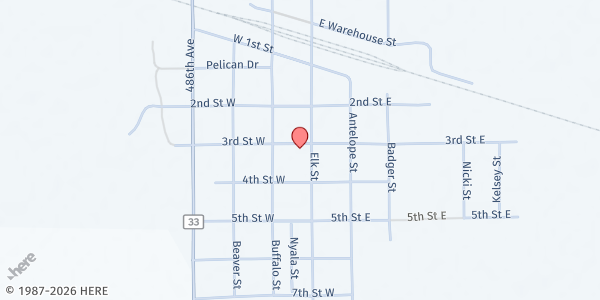 Map showing First Baptist Church at 301 Elk St, Elkton, SD