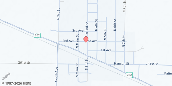 Map showing Feeding SD at the Senior Center at 163 N 3rd St, Emery, SD