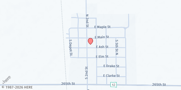 Map showing Ethan United Methodist Church at 206 E Ash St, Ethan, SD