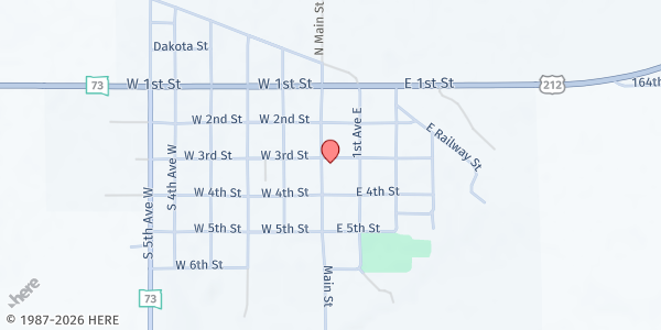 Map showing Feeding SD at Faith Legion Hall at 102 3rd St., Faith, SD