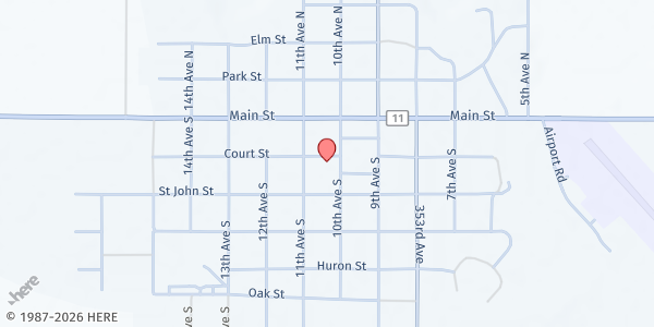 Map showing St. Thomas the Apostle Church at 206 10th Ave S, Faulkton, SD