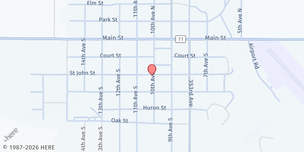 Map showing United Church of Faulkton at 1011 St John St, Faulkton, SD