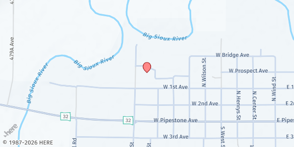 Map showing Flandreau CSFP - Boys & Girls Club of Moody County at 803 West Community Drive, Flandreau, SD