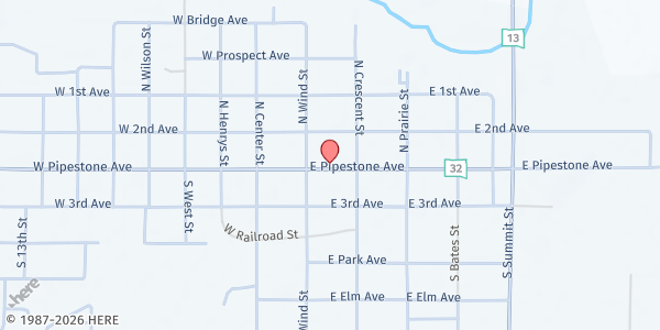Map showing Interlakes Community Action - Flandreau at 112 E Pipestone Ave, Flandreau, SD