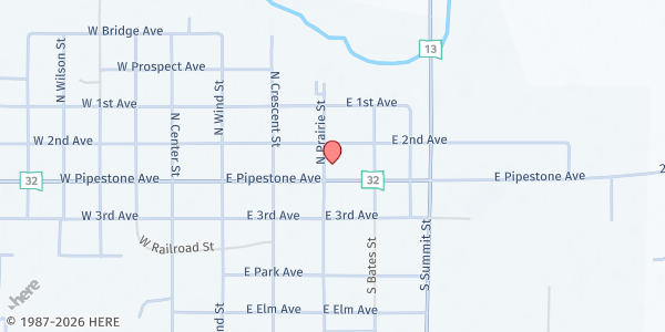 Map showing Second Presbyterian Church at 101 N Prairie St, Flandreau, SD