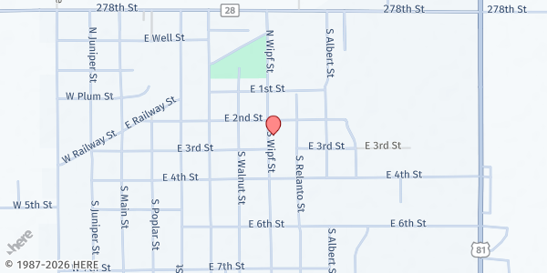 Map showing Freeman Community Center at 224 S Wipf St, Freeman, SD