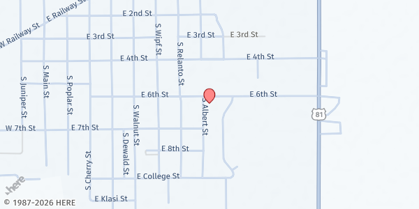 Map showing Missionary Church-Freeman at 610 S Albert St, Freeman, SD