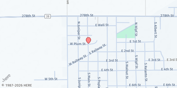 Map showing Feeding SD at Ken's Service at 100 N Main St, Gann Valley, SD