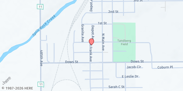 Map showing United Church of Garretson at 501 Essex St, Garretson, SD