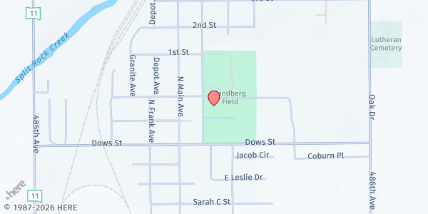 Map showing Zion Lutheran Church at 212 N Center Ave, Garretson, SD