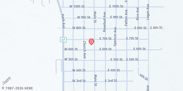 Map showing Gregory Community Services Food Pantry at 610 N Main St., Gregory, SD