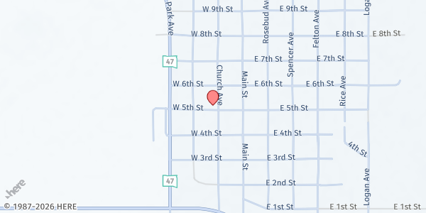 Map showing Gregory United Methodist Church at 506 Church Ave, Gregory, SD