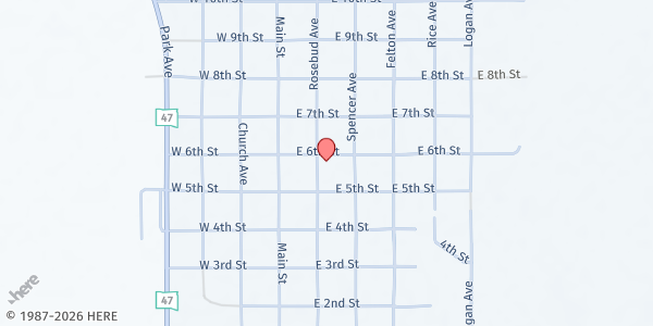Map showing Union Congregational at 519 Rosebud Ave, Gregory, SD