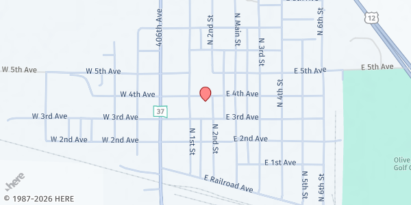 Map showing St John's Lutheran Church at 308 N 2nd St, Groton, SD