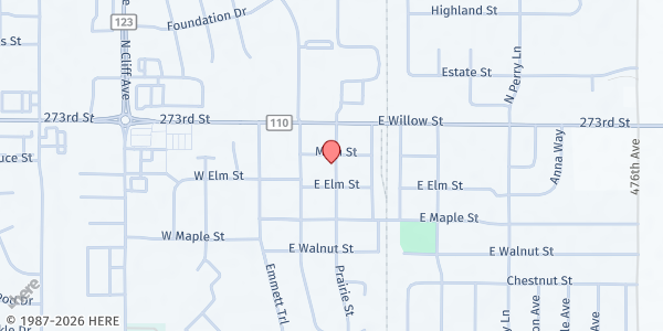 Map showing Harrisburg Food Pantry at 203 Prairie St., Harrisburg, SD