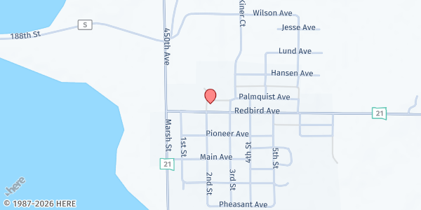 Map showing Hayti Lutheran Church at 203 Redbird Ave, Hayti, SD