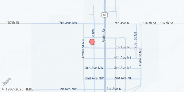 Map showing Assembly of God Church at 512 Elm St, Herreid, SD