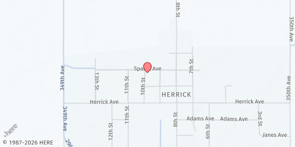 Map showing Herrick United Methodist Church at 522 10th St, Herrick, SD