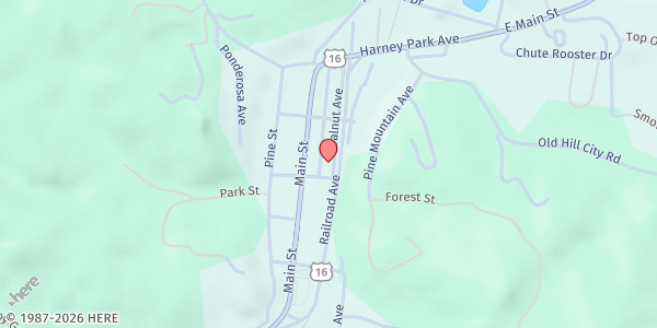 Map showing Boys & Girls Club of Hill City at 297 Walnut Ave., Hill City, SD