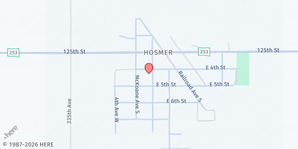Map showing St John's Lutheran Church at 1948 Chapman Ave, Hosmer, SD