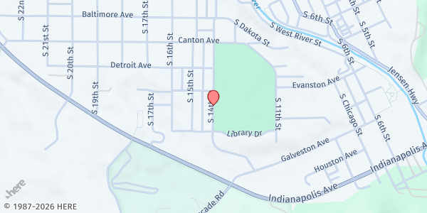 Map showing Feeding SD at Butler Park at 14th St., Hot Springs, SD