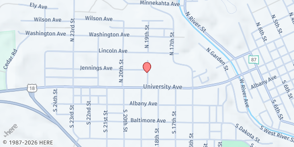 Map showing Hot Springs Elementary School at 240 North 19th Street, Hot Springs, SD