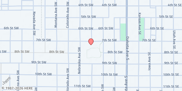 Map showing Huron Area Senior Center at 290 7th Street Southwest, Huron, SD