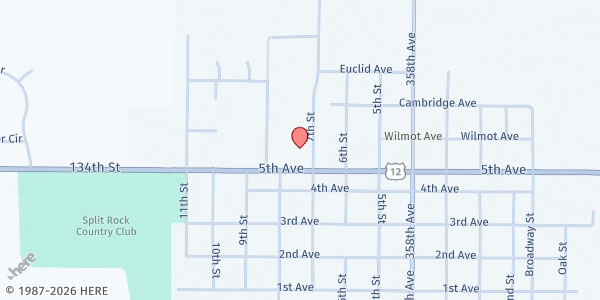 Map showing Edmunds County 4-H Building at 515 7th St., Ipswich, SD