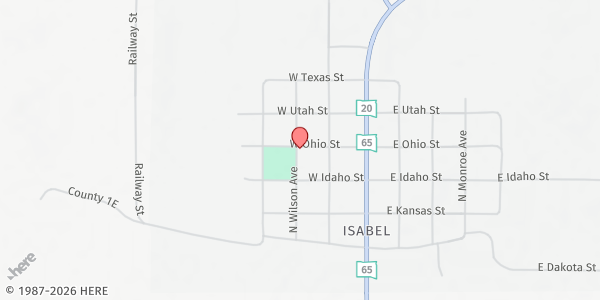 Map showing Okiciyap Isabel Pantry at 309 N Wilson, Isabel, SD