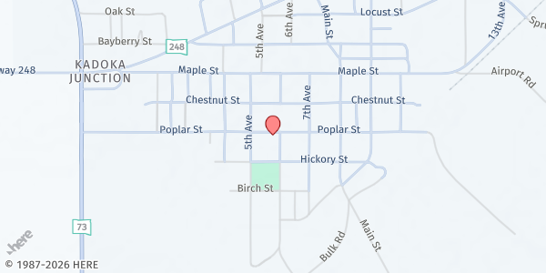 Map showing Concordia Lutheran Church at 525 Poplar St, Kadoka, SD