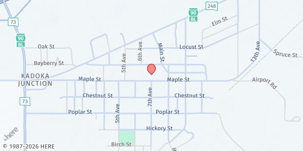 Map showing Our Lady of Victory at 600 Maple St, Kadoka, SD
