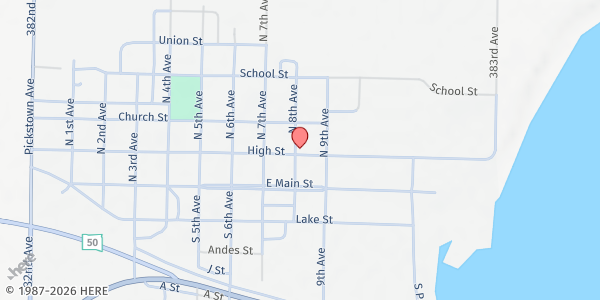 Map showing NACB Resource Center at 809 High St, Lake Andes, SD