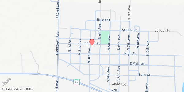 Map showing Native American Community Resource Center at 150 N Third Ave, Lake Andes, SD