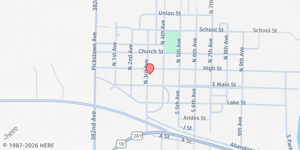 Map showing ROCS Outreach Office at 58 N 3rd Ave., Lake Andes, SD