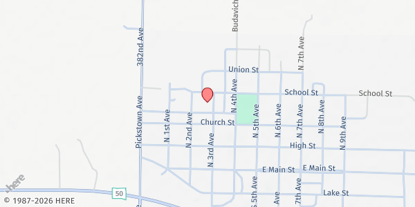 Map showing St Mark's Catholic Church at 251 N 3rd Ave, Lake Andes, SD