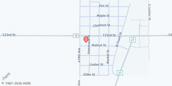 Map showing Evangelical Lutheran Church at 108 Walnut St, Langford, SD